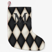 Black & White Harlequin Dramatic Custom Monogram Kleine Kerstsok (Voorkant)