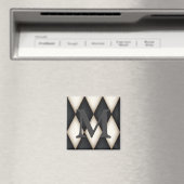 Black & White Harlequin Dramatic Custom Monogram Magneet (Insitu (Vaatwasser))