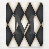 Black & White Harlequin Dramatic Custom Monogram Muismat (Voorkant)