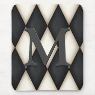 Black & White Harlequin Dramatic Custom Monogram Muismat