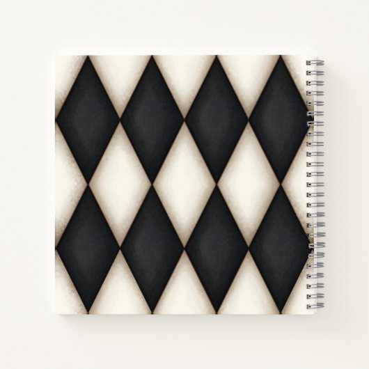 Black & White Harlequin Dramatic Custom Monogram Notitieboek (Achterkant)