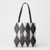 Black & White Harlequin Dramatic Custom Monogram Tote Bag (Voorkant)
