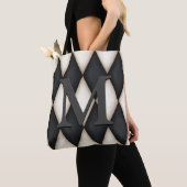 Black & White Harlequin Dramatic Custom Monogram Tote Bag (Dichtbij)