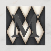Black & White Harlequin Dramatic Custom Monogram Vierkante Visitekaartje (Voorkant)