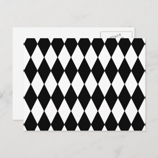 Black White Harlequin Pattern Briefkaart (Voorkant / Achterkant)