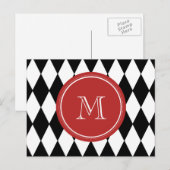 Black White Harlequin Pattern Briefkaart (Voorkant / Achterkant)