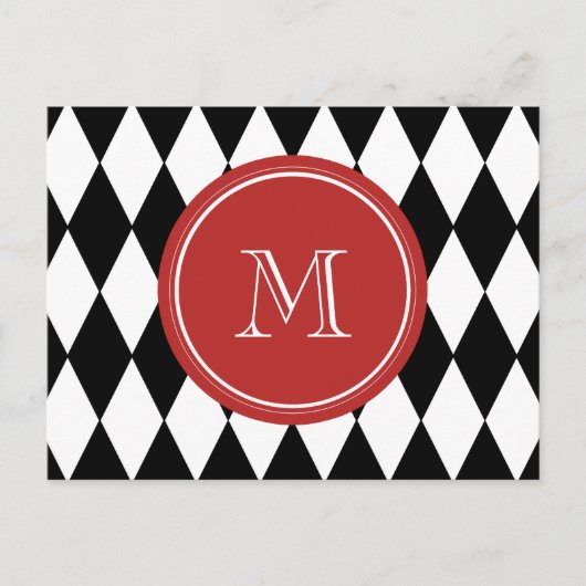 Black White Harlequin Pattern Briefkaart (Voorkant)