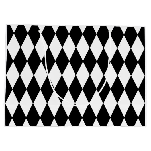 Black White Harlequin Pattern Groot Cadeauzakje (Achterkant)