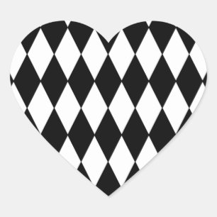 Black White Harlequin Pattern Hart Sticker