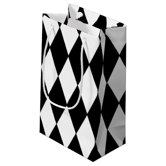Black White Harlequin Pattern Klein Cadeauzakje (Achterkant Gekanteld)