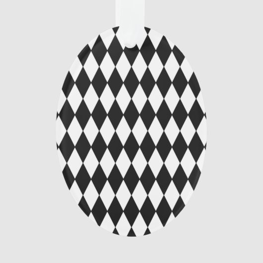Black White Harlequin Pattern Ornament (voorkant)