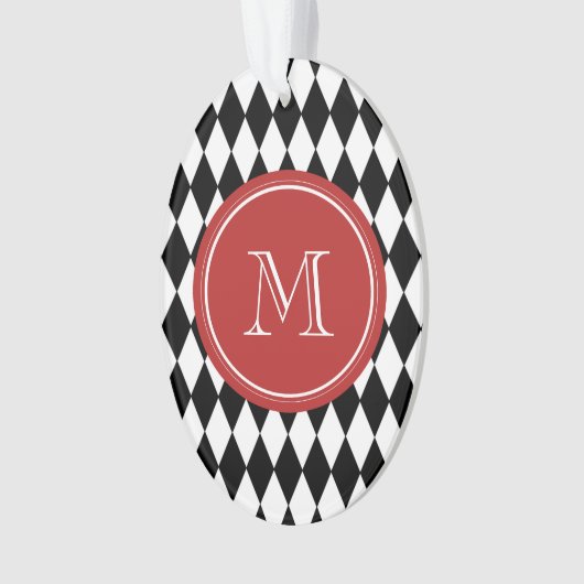 Black White Harlequin Pattern Ornament (voorkant)
