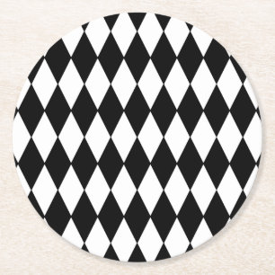 Black White Harlequin Pattern Ronde Kartonnen Onderzetter