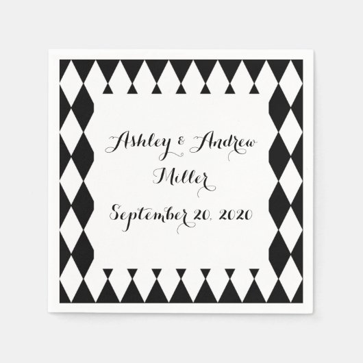 Black White Harlequin Pattern Servetten (Voorkant)