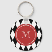 Black White Harlequin Pattern Sleutelhanger (Voorkant)