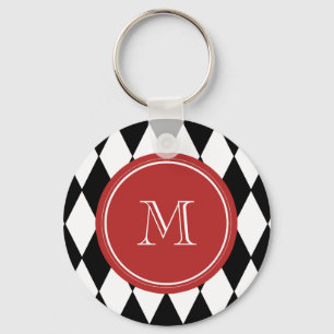 Black White Harlequin Pattern Sleutelhanger