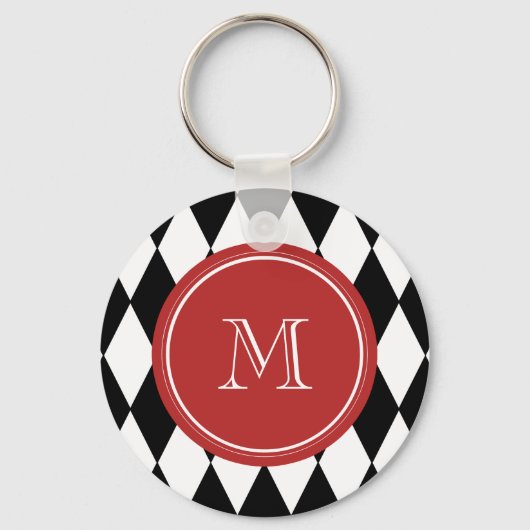 Black White Harlequin Pattern Sleutelhanger (Voorkant)
