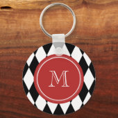 Black White Harlequin Pattern Sleutelhanger (Voorkant)