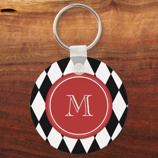 Black White Harlequin Pattern Sleutelhanger (Voorkant)
