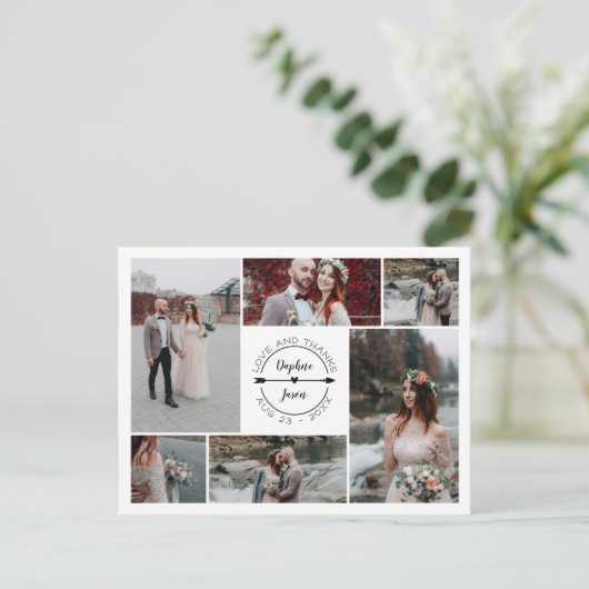 Black White Hartelijk dank jullie bruiloft foto Co Aankondigingskaart (Staand voorkant)