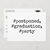Black & White Hashtag Uitgestelde Graduation Party Briefkaart (Voorkant / Achterkant)