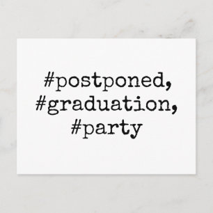 Black & White Hashtag Uitgestelde Graduation Party Briefkaart