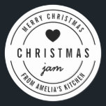 Black & White Heart Keuken Vrolijk Kerstfeest Jam Ronde Sticker<br><div class="desc">Zwart-wit Ronde Moderne Vette "Christmas Jam Kitchen Merry Christmas" sticker met een hart en dubbele randen, het is ideaal voor het labelen van wat je hebt gemaakt. Personaliseer het door de tekst van de tijdelijke aanduiding te vervangen. Voor meer opties, zoals het wijzigen van het lettertype, de grootte, de afstand...</div>