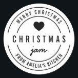 Black & White Heart Keuken Vrolijk Kerstfeest Jam Ronde Sticker<br><div class="desc">Zwart-wit Ronde Moderne Vette "Christmas Jam Kitchen Merry Christmas" sticker met een hart en dubbele randen, het is ideaal voor het labelen van wat je hebt gemaakt. Personaliseer het door de tekst van de tijdelijke aanduiding te vervangen. Voor meer opties, zoals het wijzigen van het lettertype, de grootte, de afstand...</div>