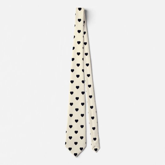 Black White Heart Print Mannen Stropdas (Voorkant)
