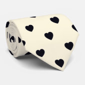 Black White Heart Print Mannen Stropdas (Opgerold)