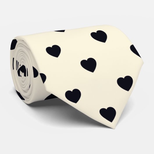 Black White Heart Print Mannen Stropdas (Opgerold)
