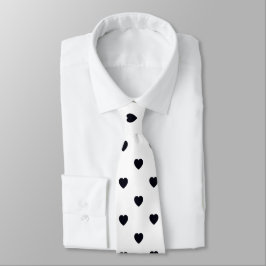 Black White Heart Print Mannen Stropdas