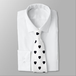 Black White Heart Print Mannen Stropdas
