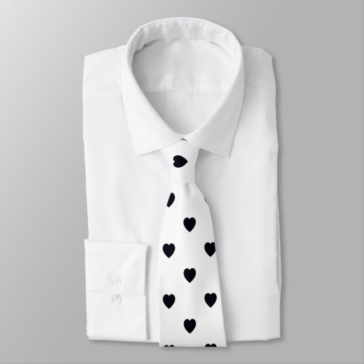 Black White Heart Print Mannen Stropdas (Gebonden)