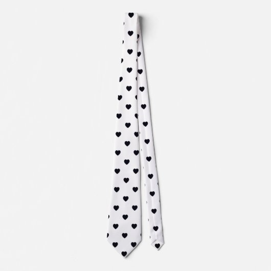 Black White Heart Print Mannen Stropdas (Voorkant)