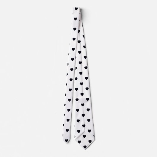 Black White Heart Print Mannen Stropdas (Achterkant)