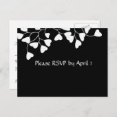 Black White Heart RSVP Uitnodiging Briefkaart (Voorkant / Achterkant)