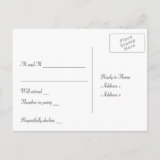 Black White Heart RSVP Uitnodiging Briefkaart (Achterkant)