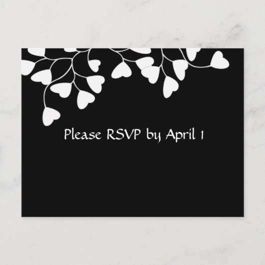 Black White Heart RSVP Uitnodiging Briefkaart (Voorkant)