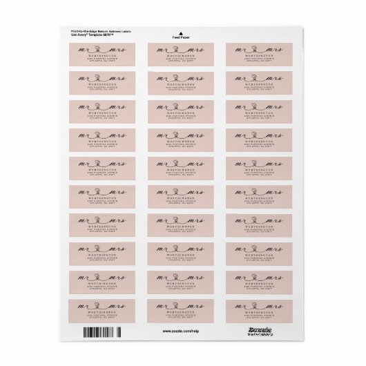 Black White Hearts Script Mr & Mrs Wedding Label (Full Sheet)