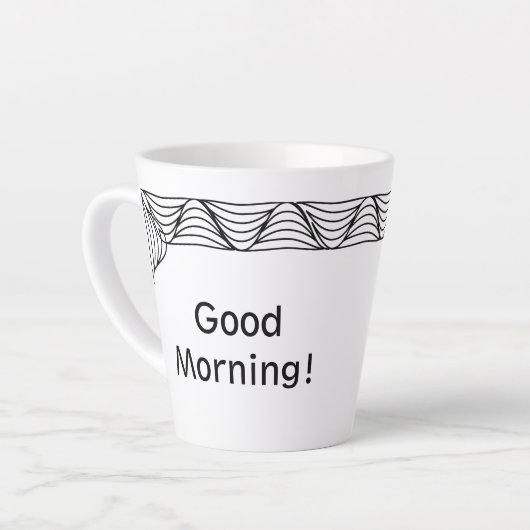 Black & White Heat Wave gepersonaliseerde latte Mo Latte Mok (Linkerhoek)