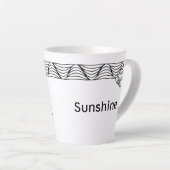 Black & White Heat Wave gepersonaliseerde latte Mo Latte Mok (Rechterhoek)