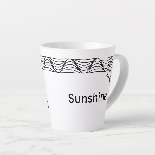 Black & White Heat Wave gepersonaliseerde latte Mo Latte Mok (Rechterhoek)