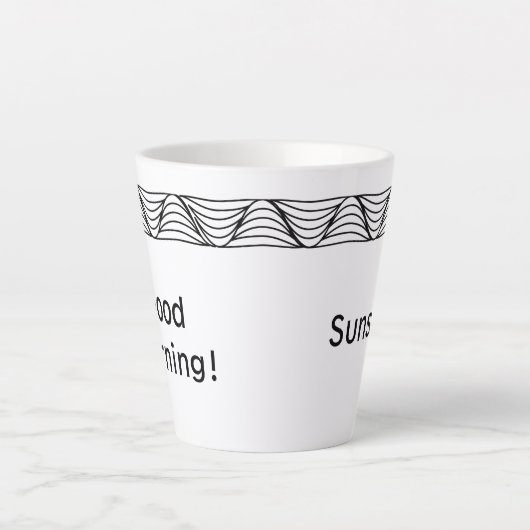 Black & White Heat Wave gepersonaliseerde latte Mo Latte Mok (Voorkant)