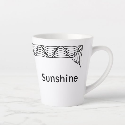Black & White Heat Wave gepersonaliseerde latte Mo Mok (Rechts)