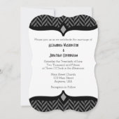 Black White Herringbone Wedding Invitation Kaart (Voorkant)