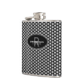 Black White Hexagon Pattern Groomsmen Gift Heupfles (Links)