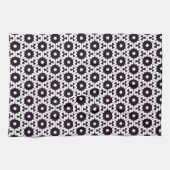 Black White Hexagon Star JustPattern Fabric Theedoek (Horizontaal)