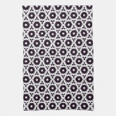 Black White Hexagon Star JustPattern Fabric Theedoek (Verticaal)