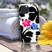 Black White Hibiscus Design Case-Mate iPhone Case